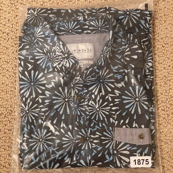 RIP CURL Blue Burst Surf Short Sleeve Shirt Standard Fit Men S Small - Picture 6 of 6